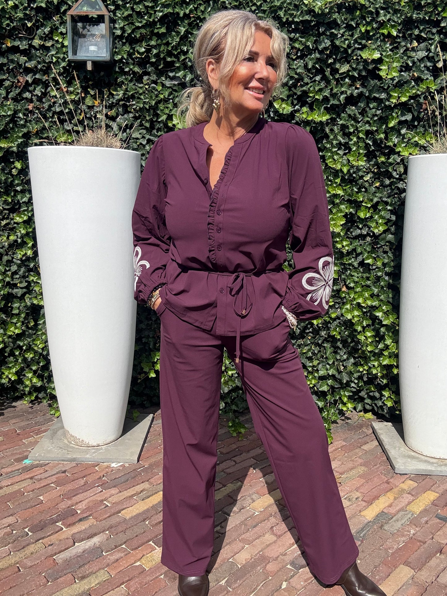 Triple Nine Blouse BLS5923 Broderie/Cord Deep purple