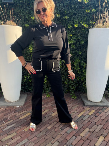 Jeans Broek Zwart Pearls