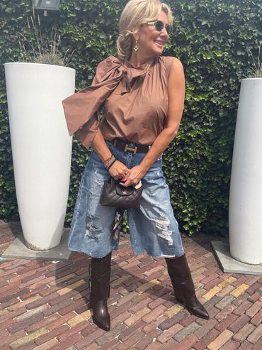 Blouse Big Bow Camel