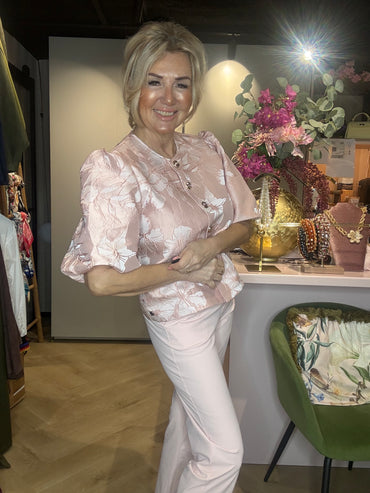 Triple Nine JA92408 – Jacket Short Sleeves (satijn) met gouden knopen Poeder Rose