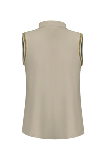 Triple Nine BLS5902 Bluse Korte ærmer Guld kant Beige