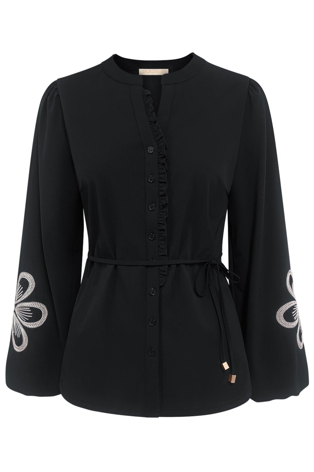 Triple Nine Blouse BLS5923 Broderie/Cord Zwart