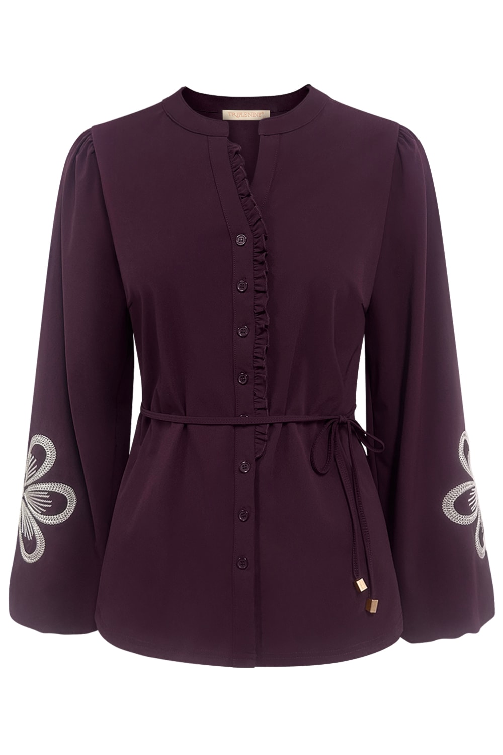 Triple Nine Blouse BLS5923 Broderie/Cord Deep purple