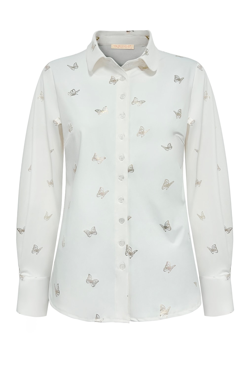 Triple Nine Blouse Gold butterfly print BLS5927 White