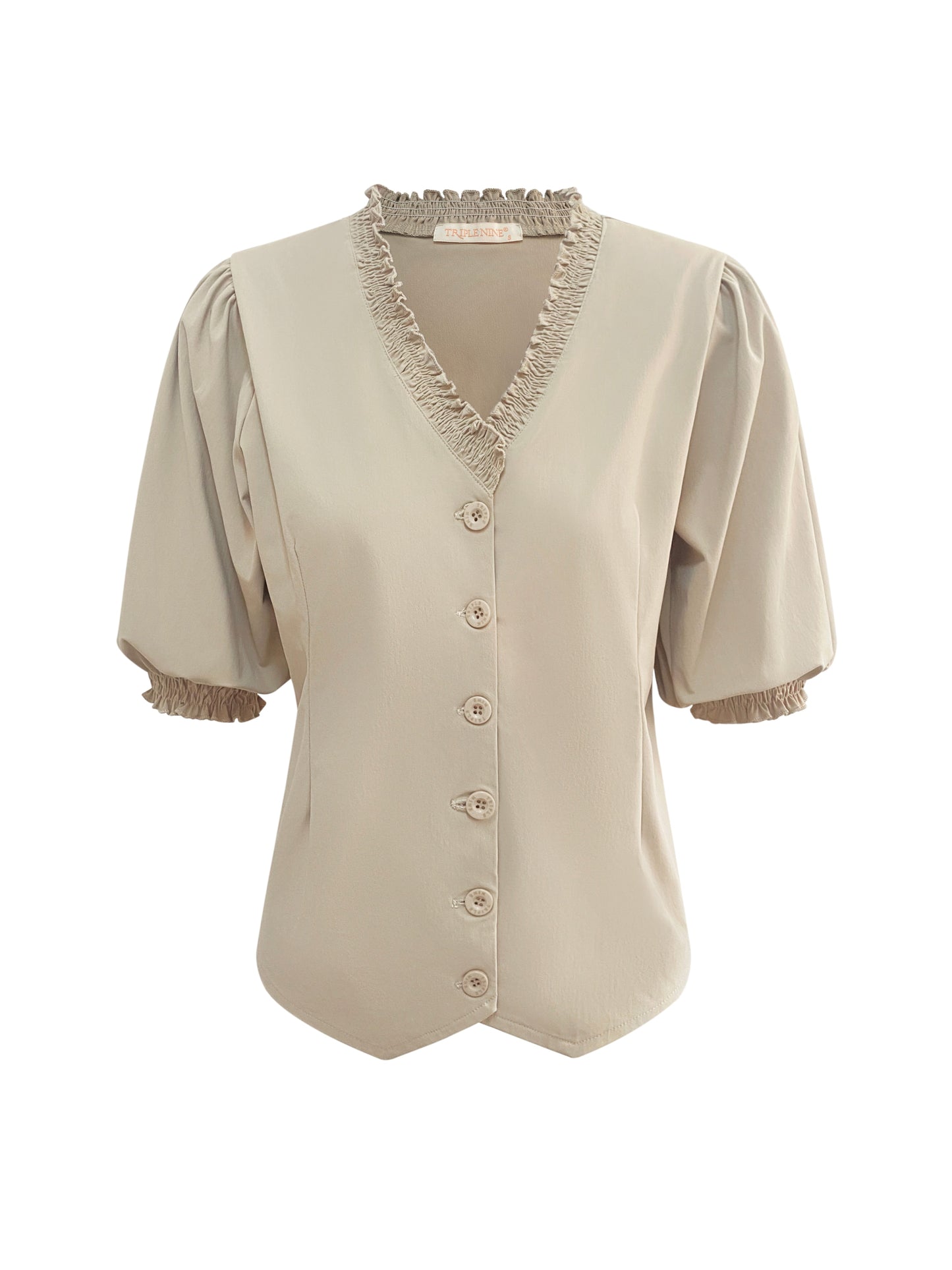 Bluse Kortærmet BLS5933 Beige — Triple Nine