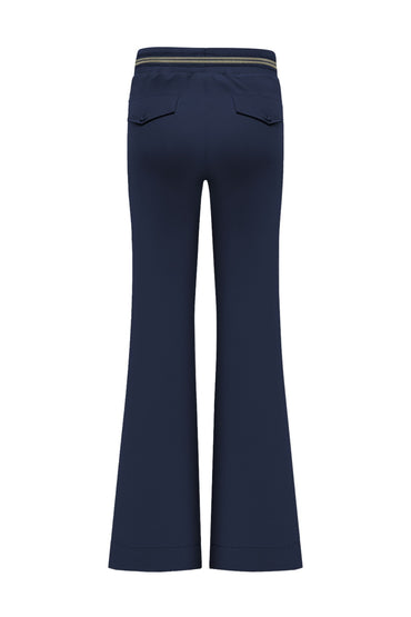 Triple Nine Broek BR2304 Flared with cold Rib Belt Navy