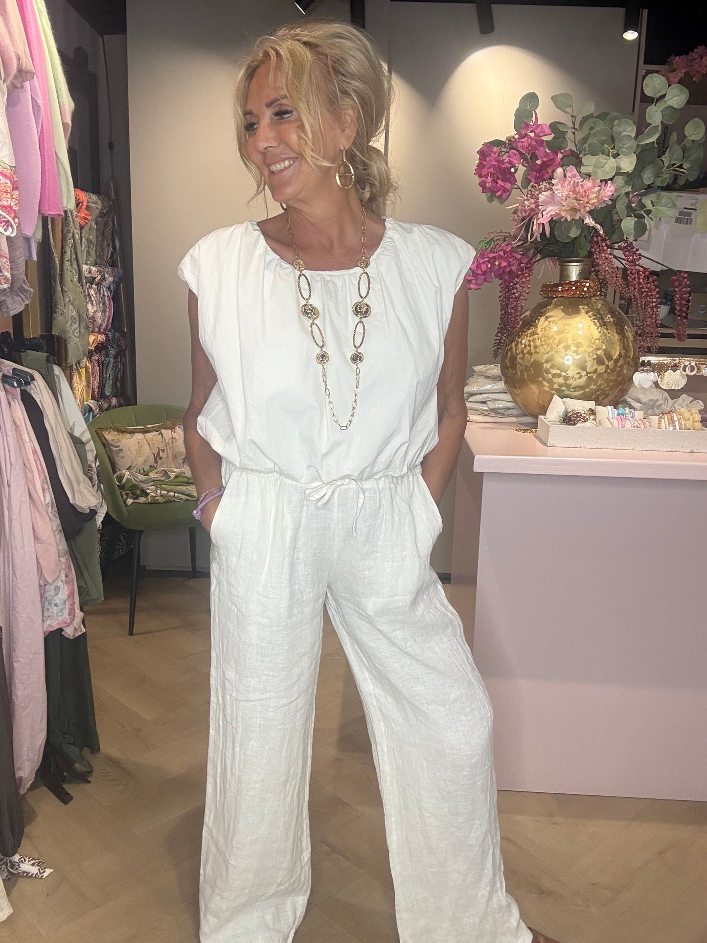 Top mouwloos ballon Off white
