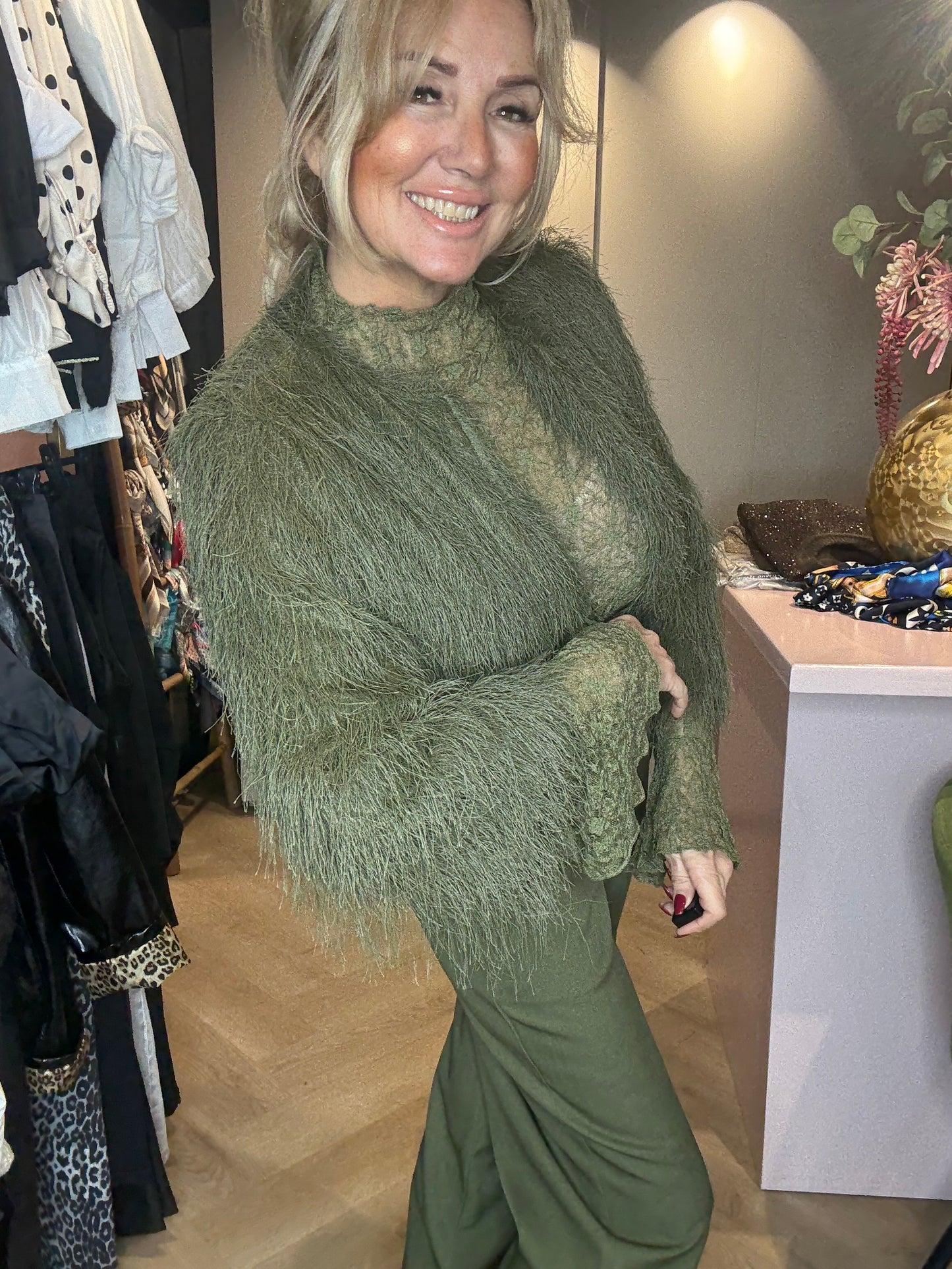 Vestje groen fringle Amber