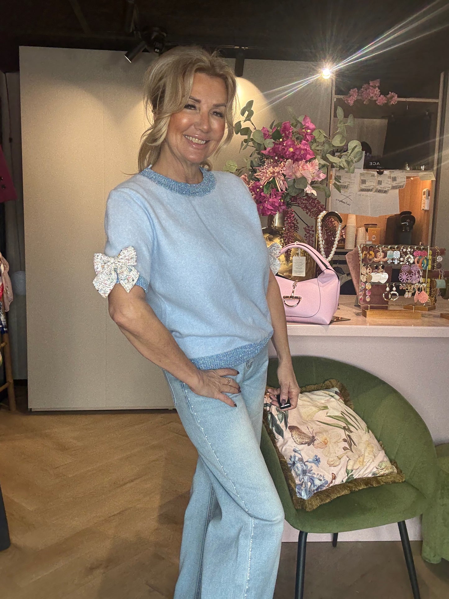 Jeans Broek Pearl en Strass Bleach