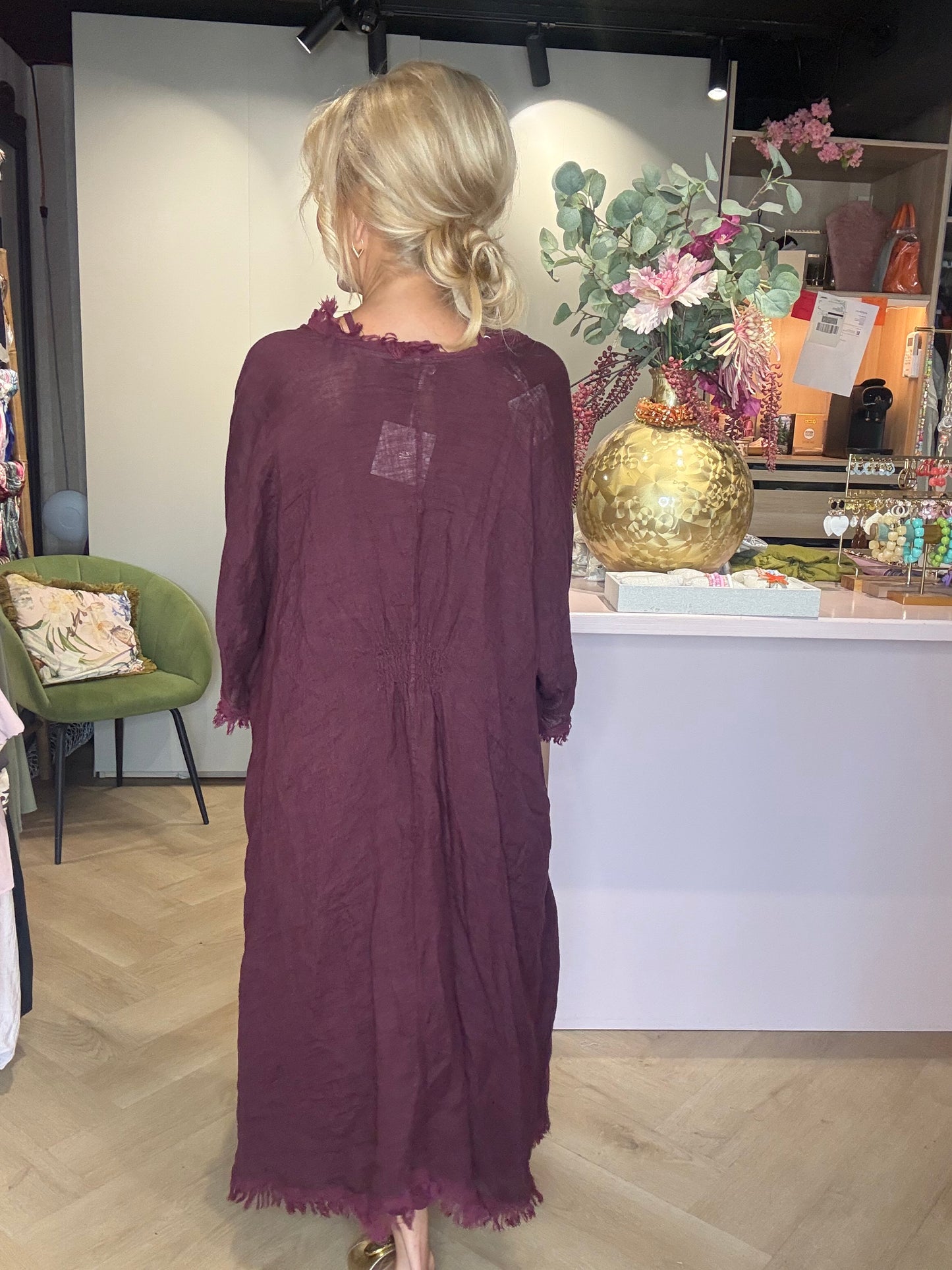 Kimono, viininpunainen pellava đŻ %