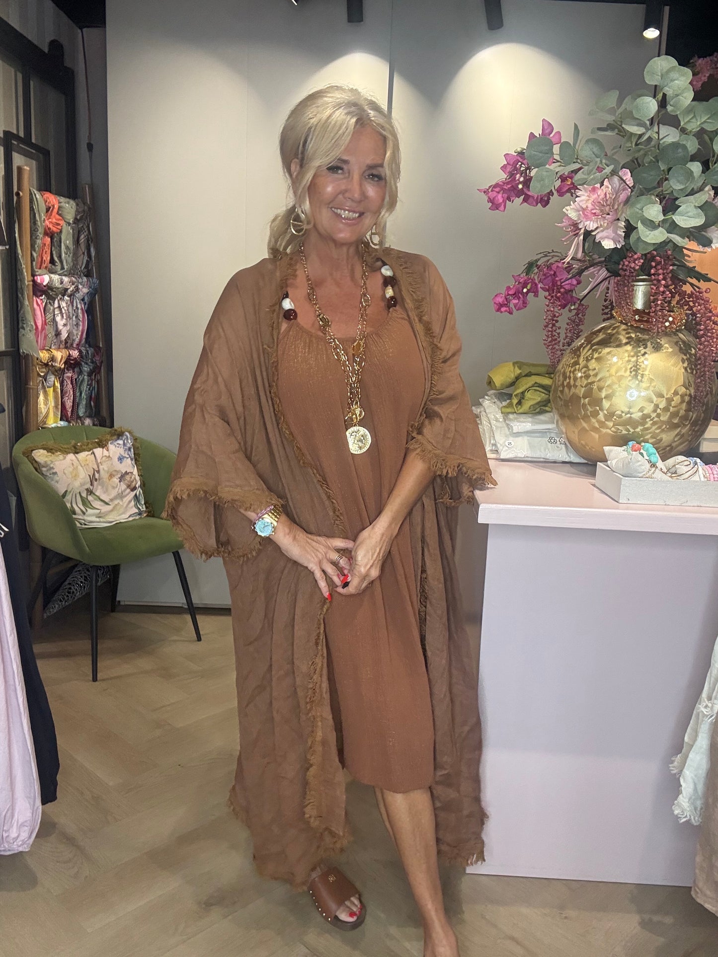 Kimono linnen licht bruin