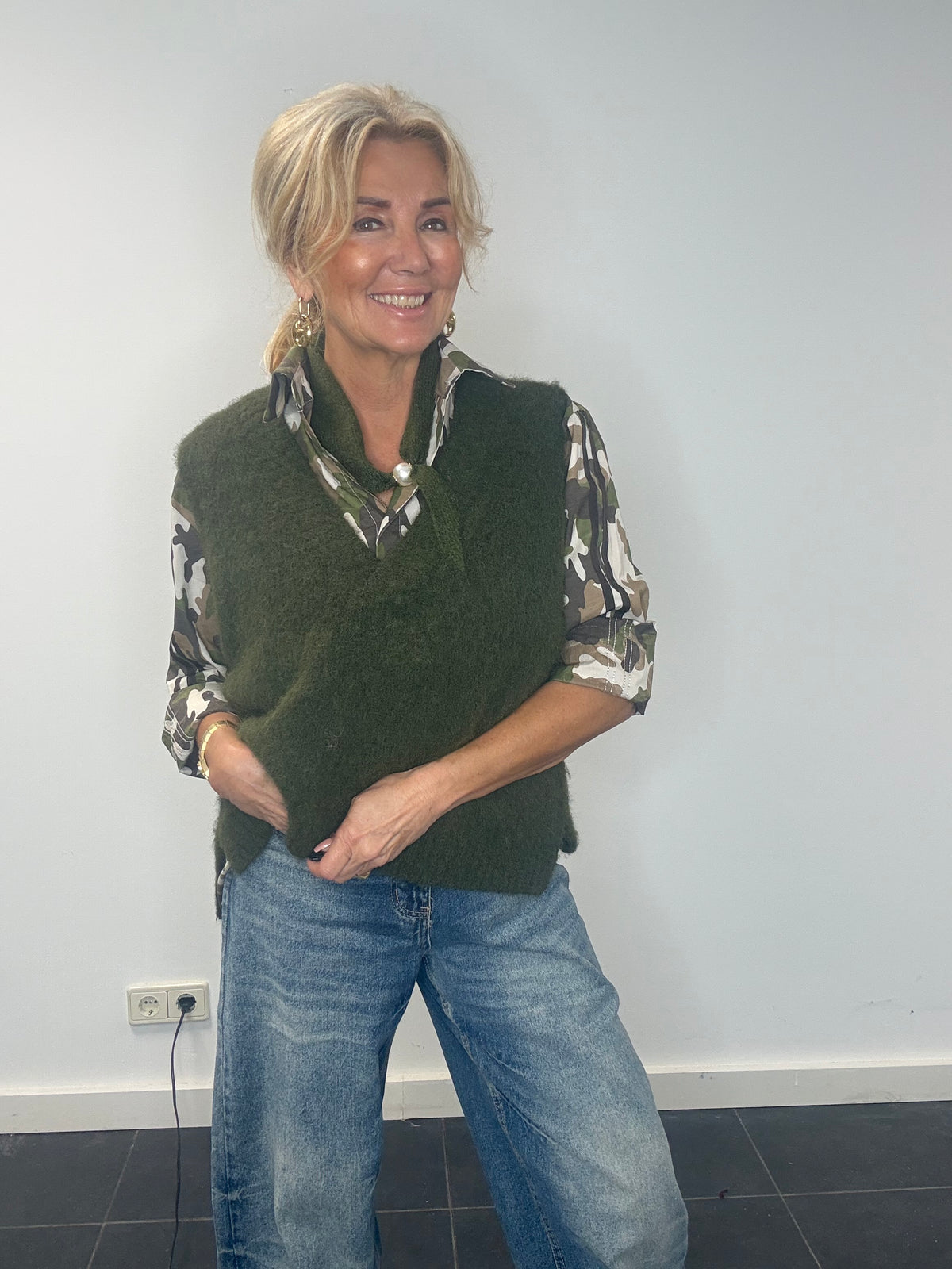 Blouse oversized Army carly groen