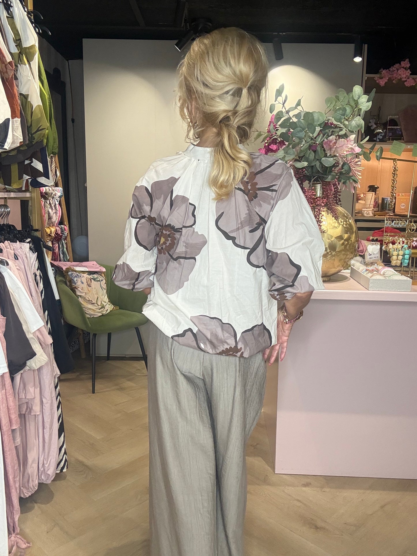 Blusejakke Blomst Taupe
