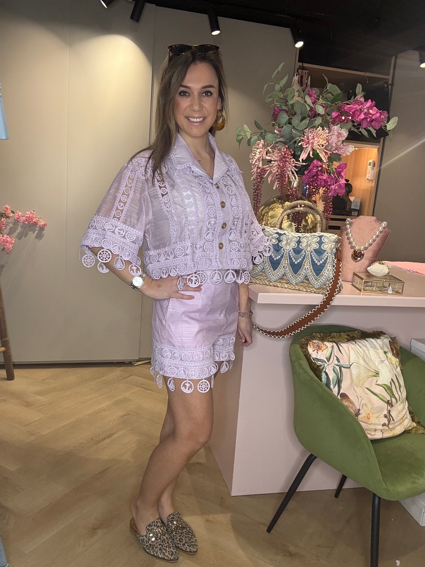 2-Delige Set kant details Lila