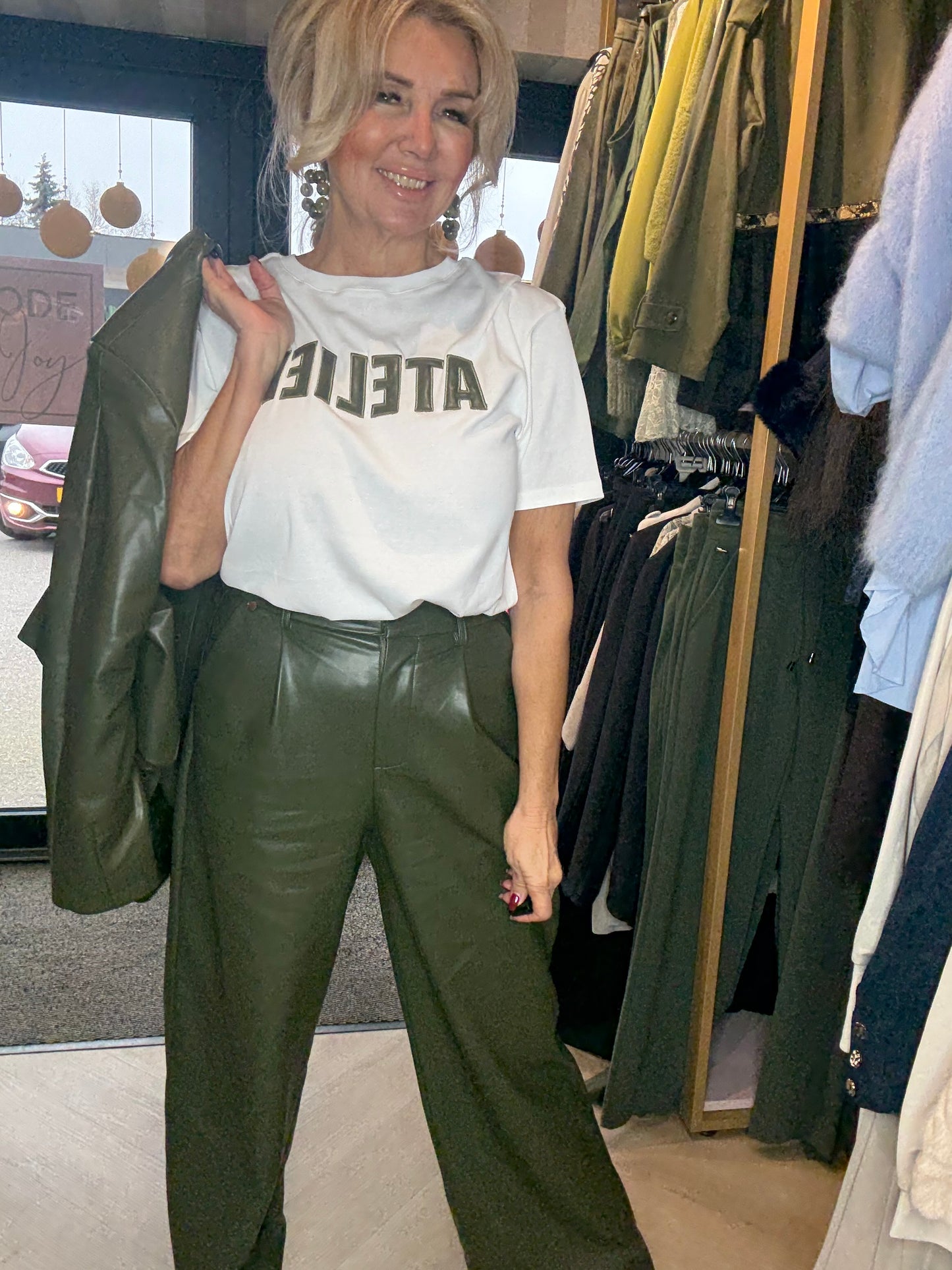 Broek Leatherlook Groen 👌