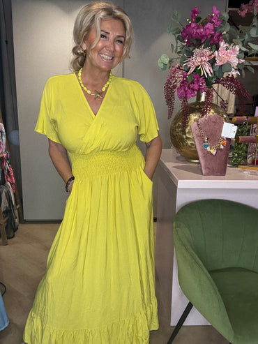 Jurk Maud Lime Geel