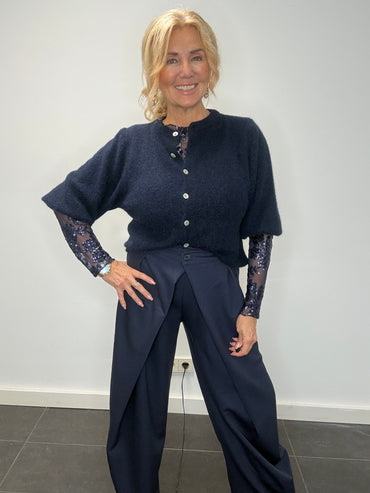 Vestje donkerblauw driekwart mouw