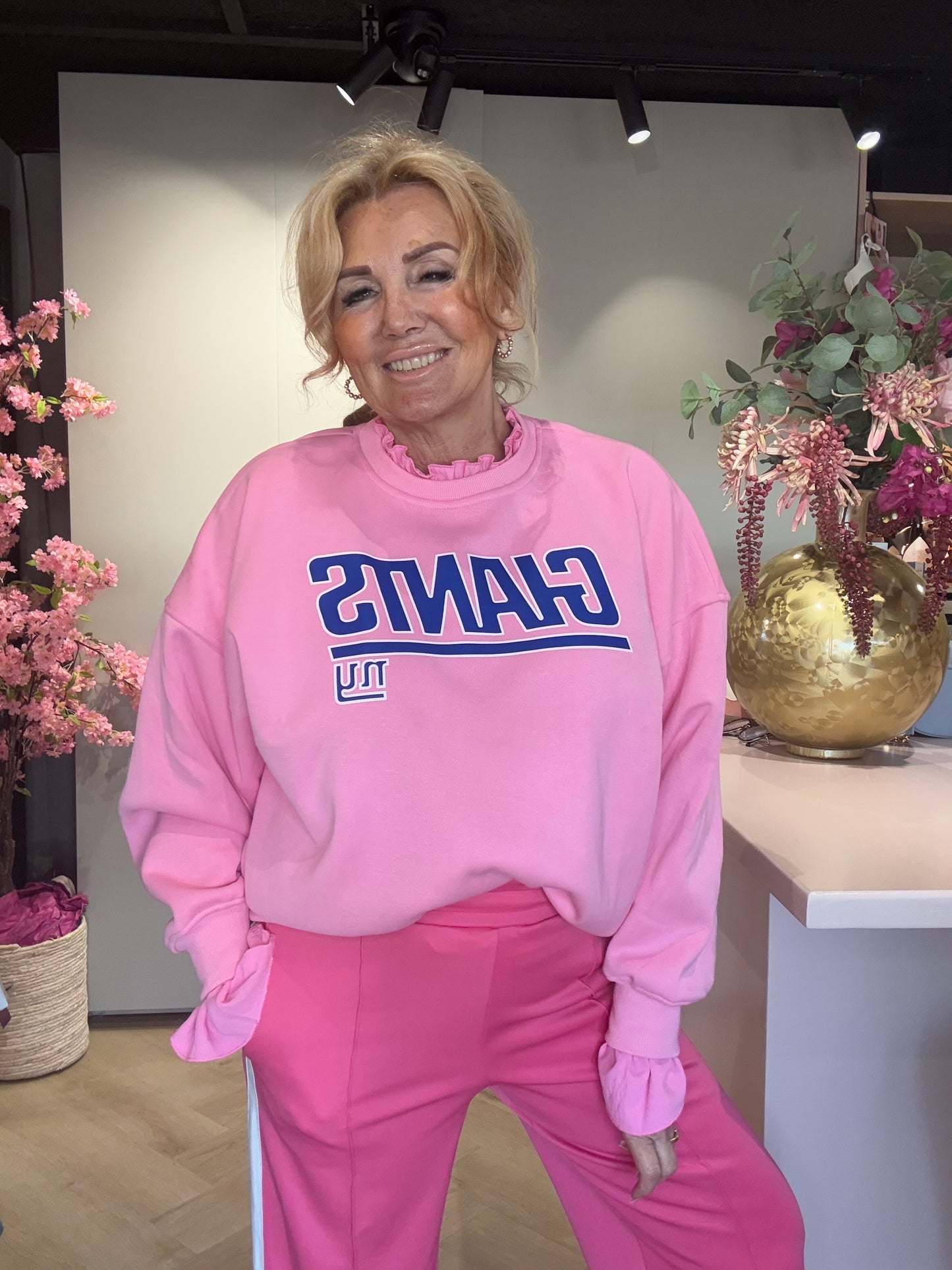 Jogpants streep fuchsia