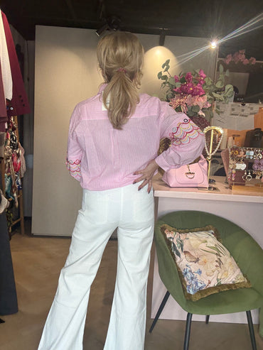 Witte jeans Broek Borduur