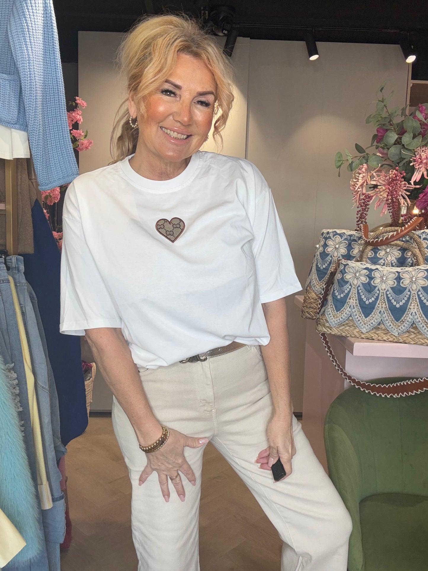 Jeans Stretch Zand Strass steentjes