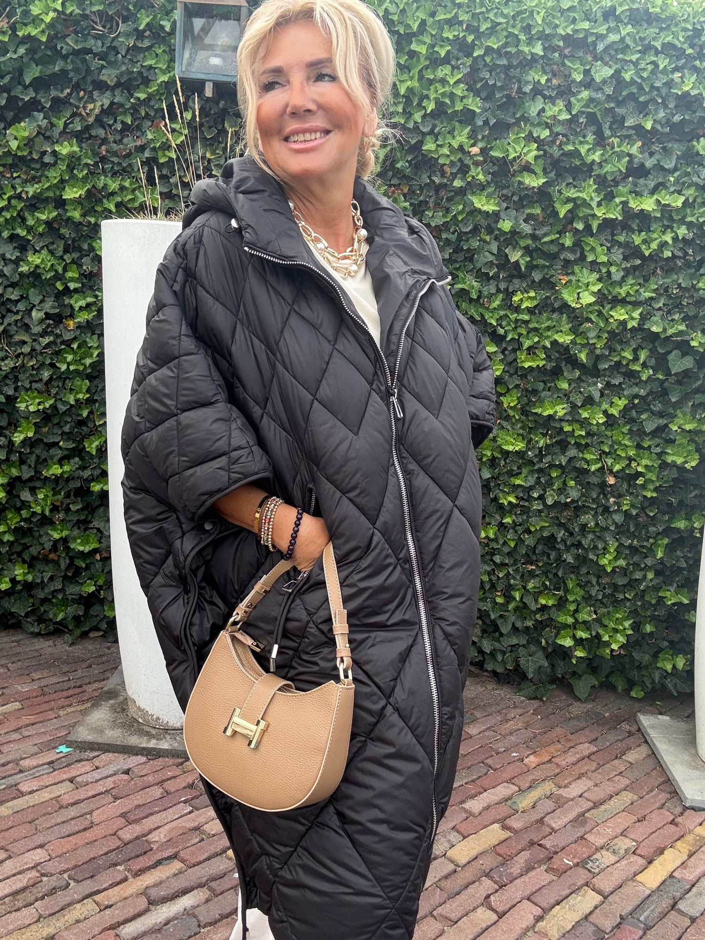 Bodywarmer Long Quilted Zwart
