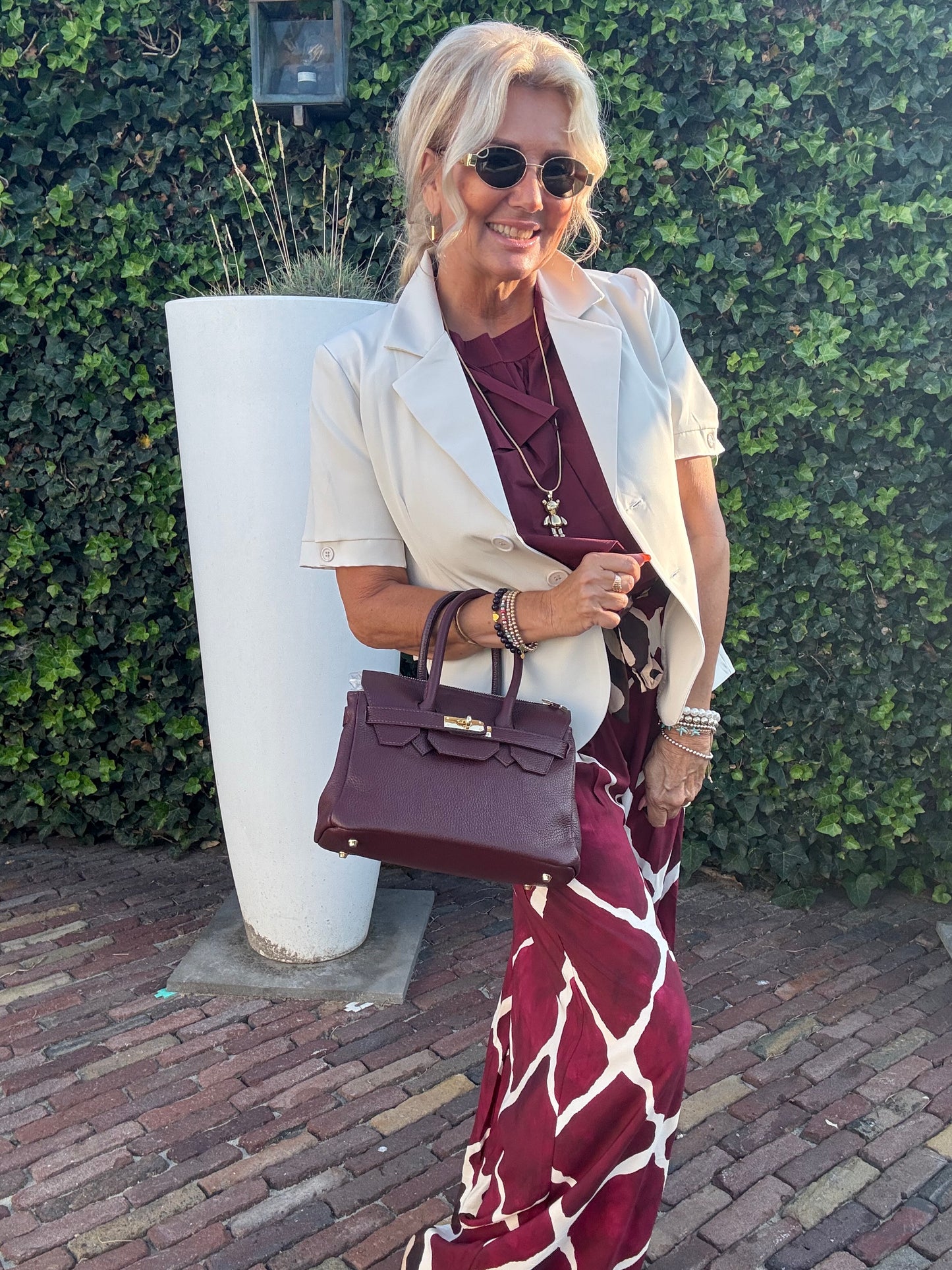 Broek Bordeaux Beige Drop