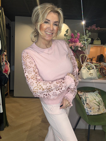 Triple Nine TR9006 Sweater kanten mouw Poeder Rose