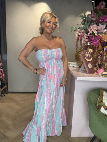 Jurk Sunset Breeze Bandeau Turquoise