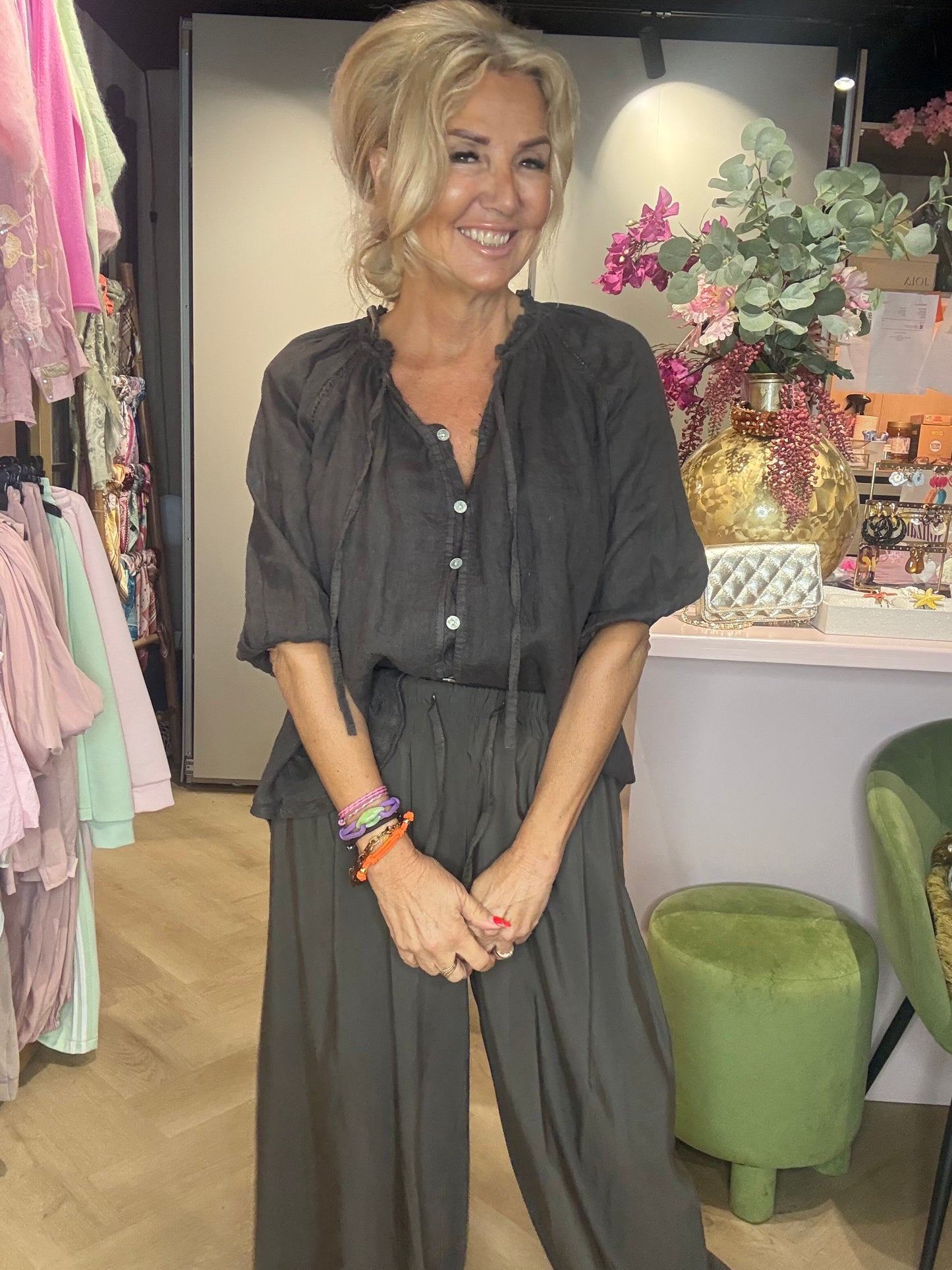 Blouse linnen choco