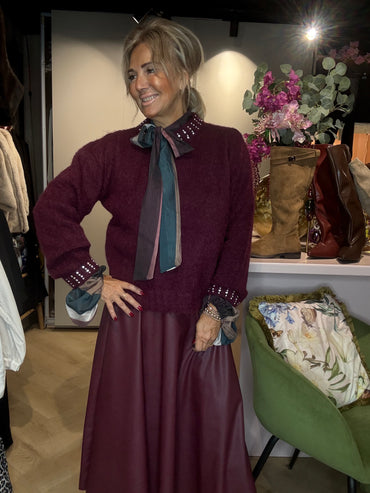 Rok Bordeaux rood Leatherlook