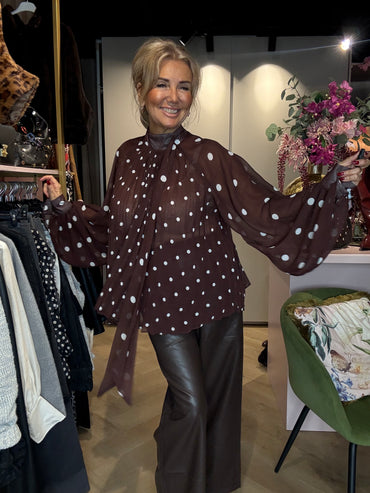 Bloes Voille Bruin Polkadot