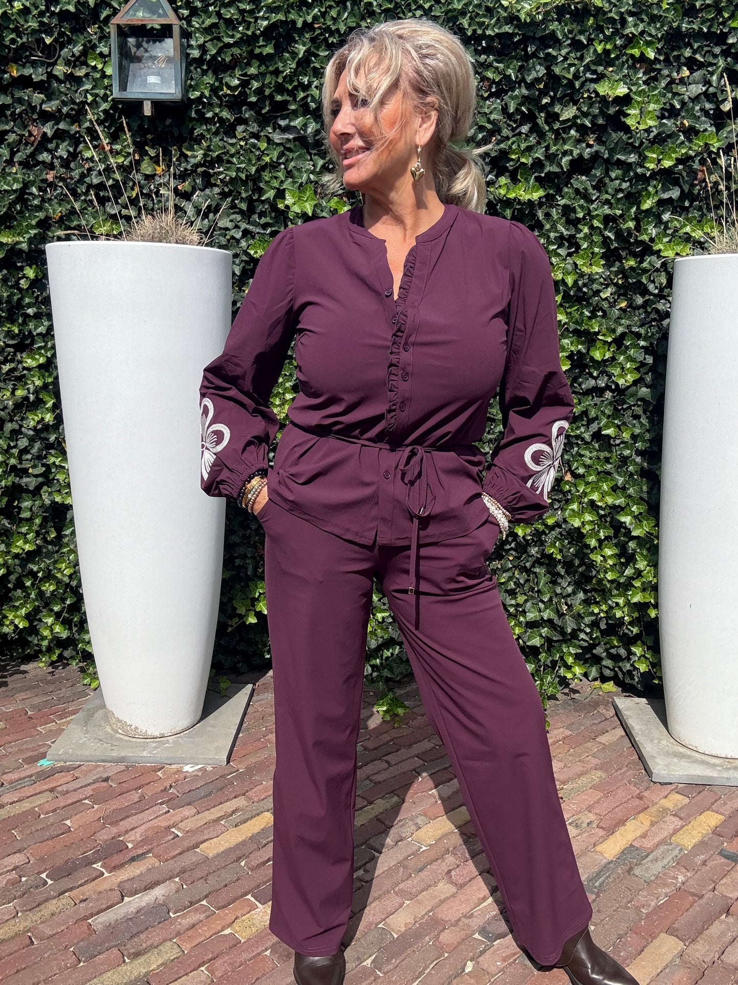 Triple Nine Blouse BLS5923 Broderie/Cord Deep purple