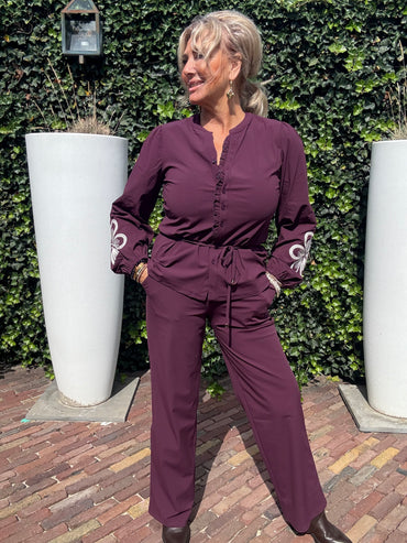 Triple Nine Blouse BLS5923 Broderie/Cord Deep purple