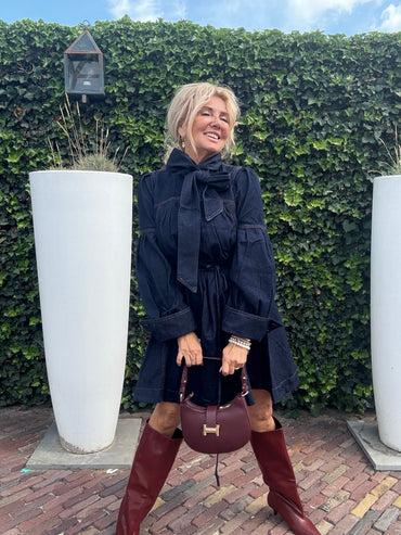 Jeans Dress Dark Bow