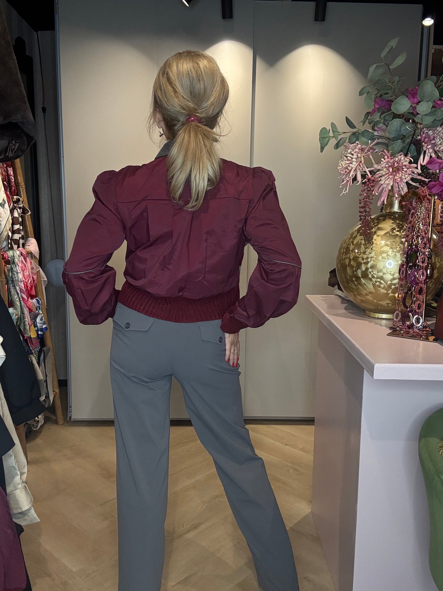Vest/Truitje Stripe Bordeaux/Grijs