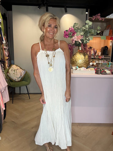 Kleid Mykonos Off White lang und Blush