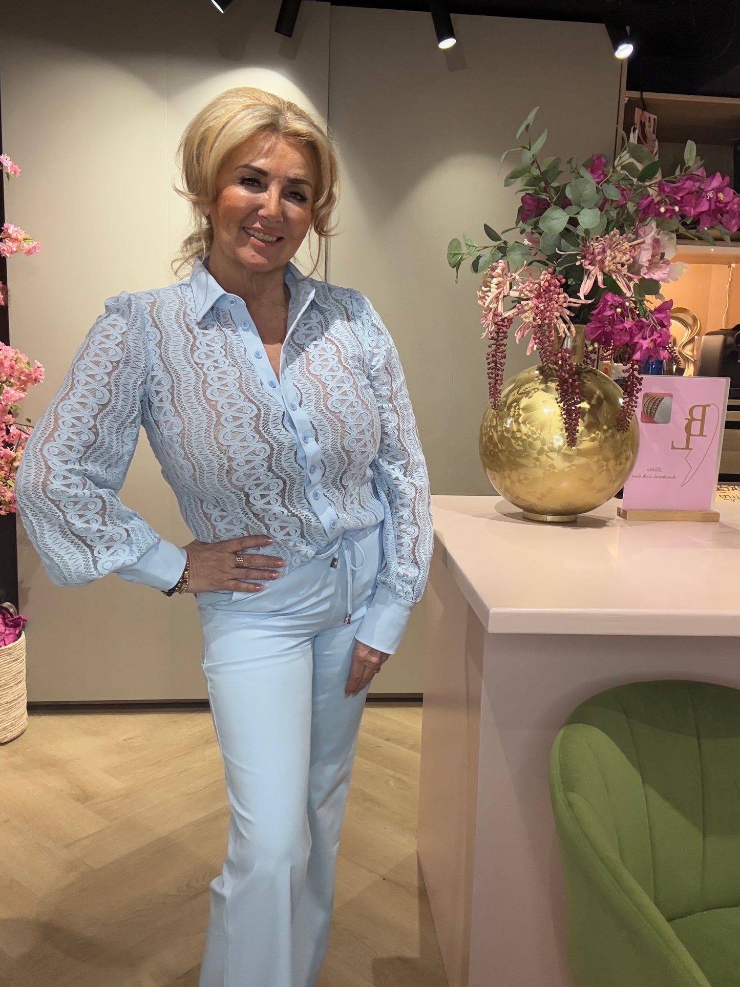 Blouse kant Mi Piace Licht Blauw