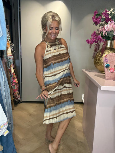 Halter Dress Lichtblauw/Goud