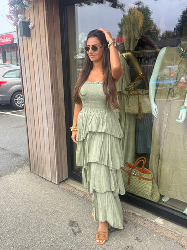 Jurk strapless Soft green