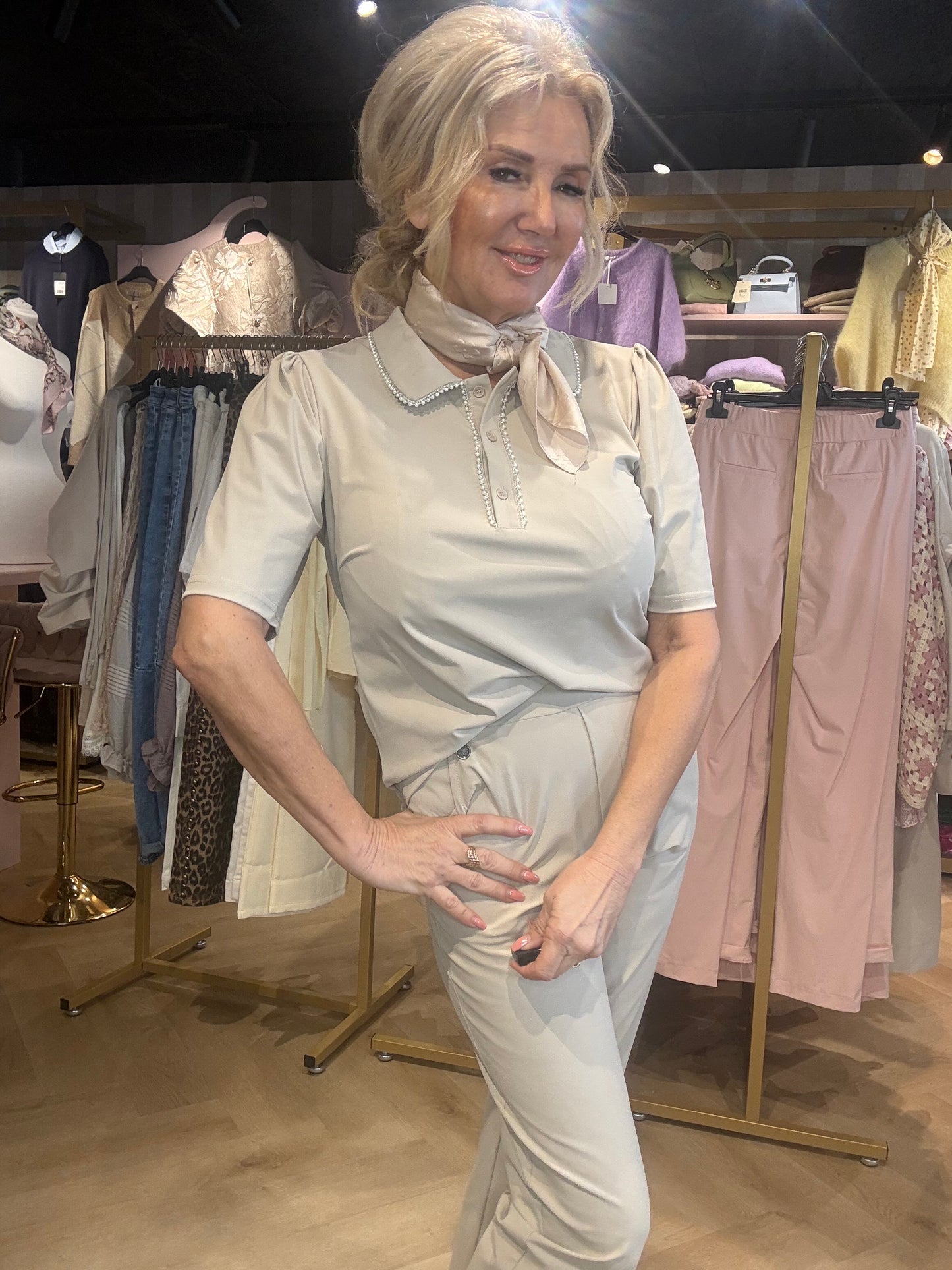 Triple Nine Top TP6941 Beige met Parels