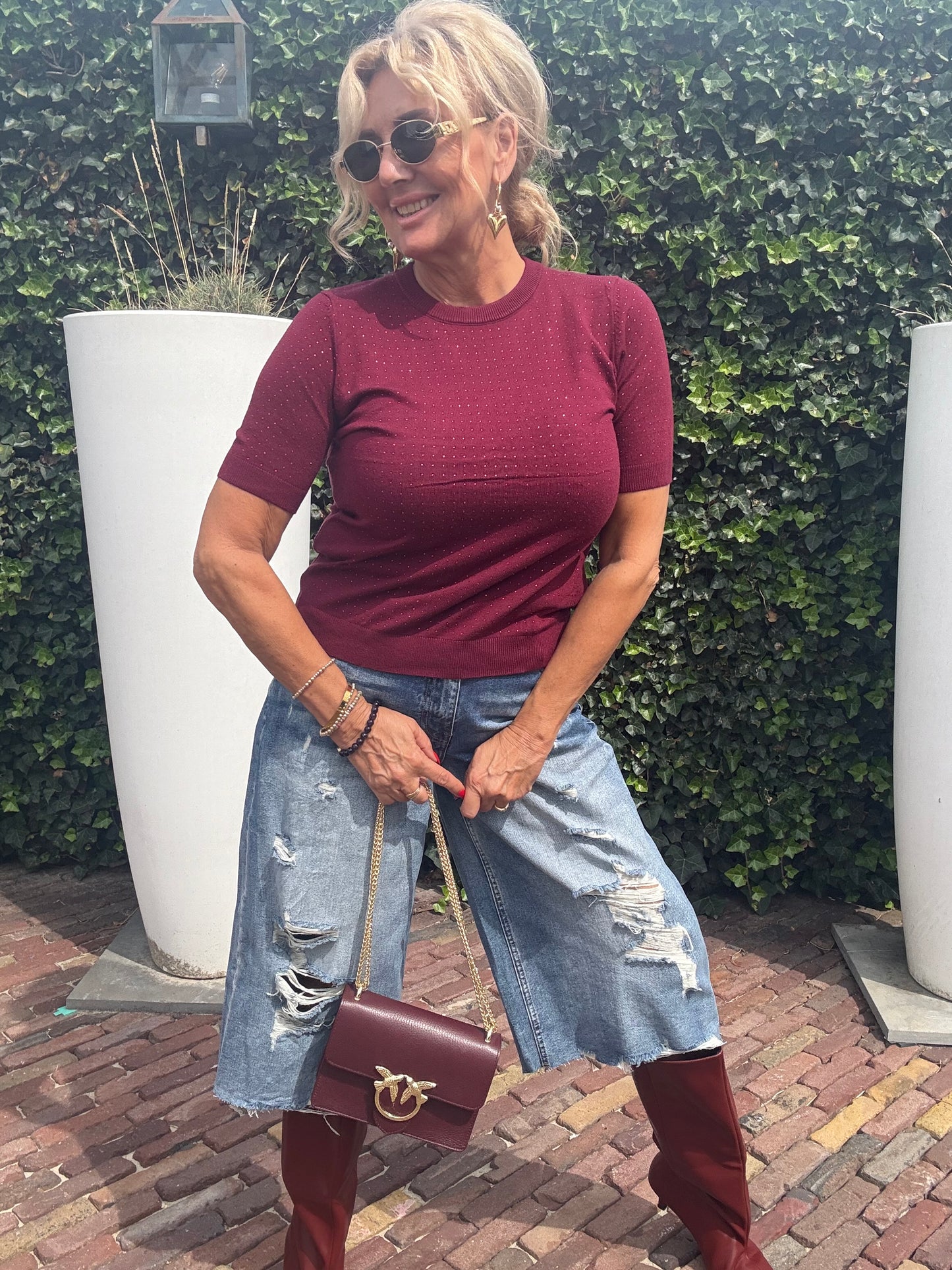 Glitter Knit Top ✨Bordeaux