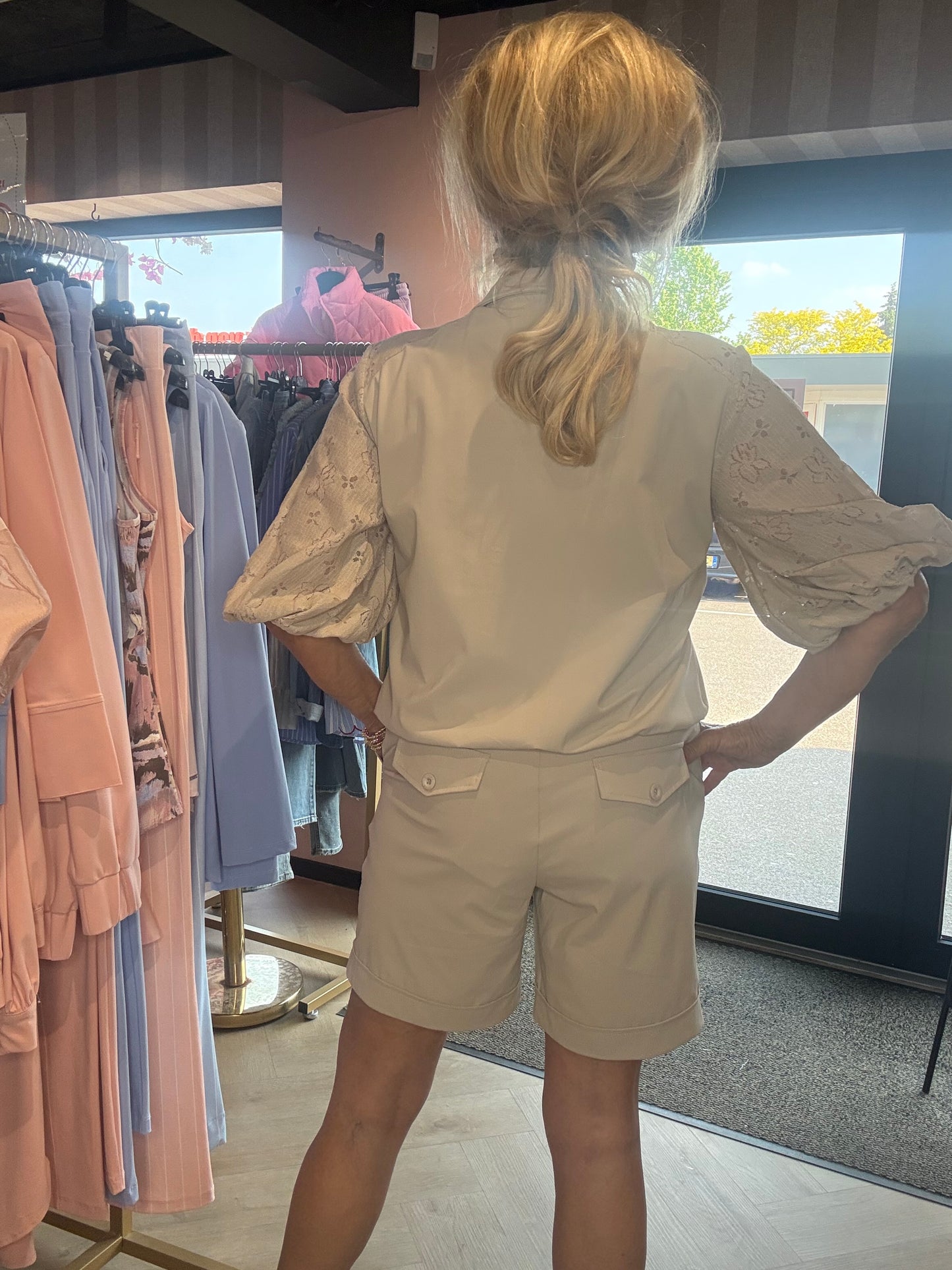Triple Nine Jacket Ja92409 Short Sleeves Lace Beige