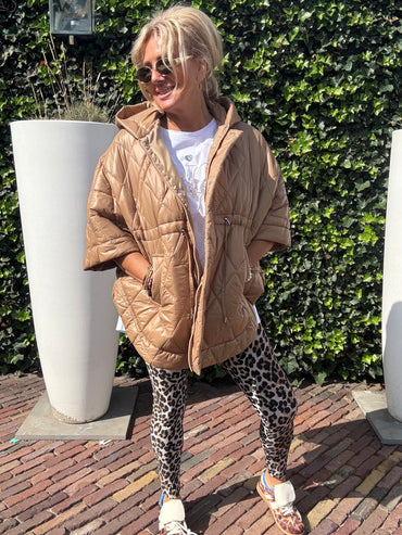 Bodywarmer Puffy Cape Camel