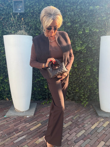 Triple Nine Gilet TR9001 Fluffy Donker Bruin