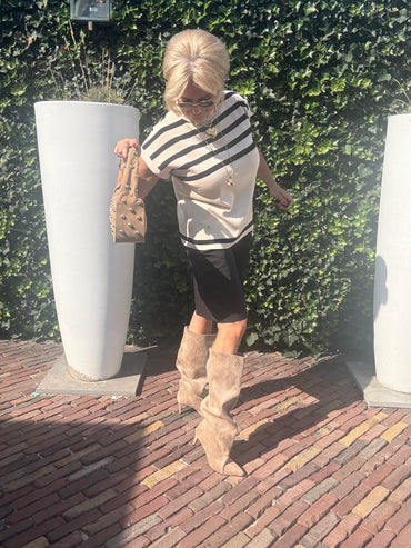 Top streep ecru Black