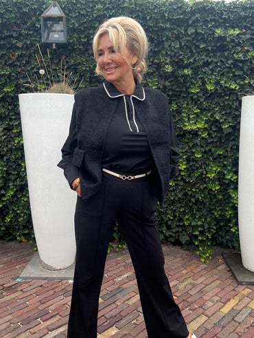 Top Triple Nine with pearls on collar TP6926 Black