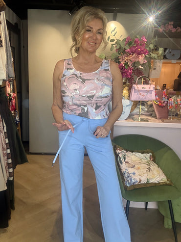 Mi Piace Singlet Wild Flower Print Lavender Blue MP202027WFPT