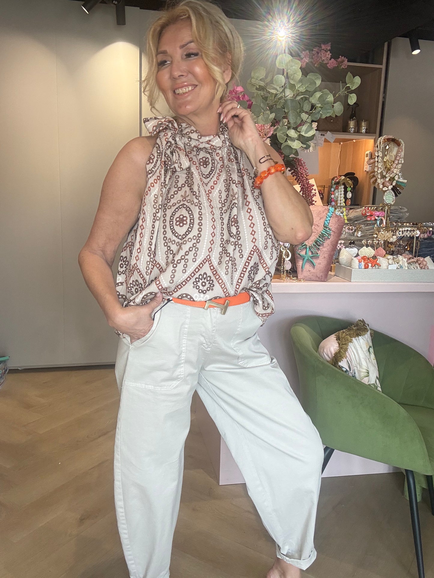 Haut dos nu taupe orange