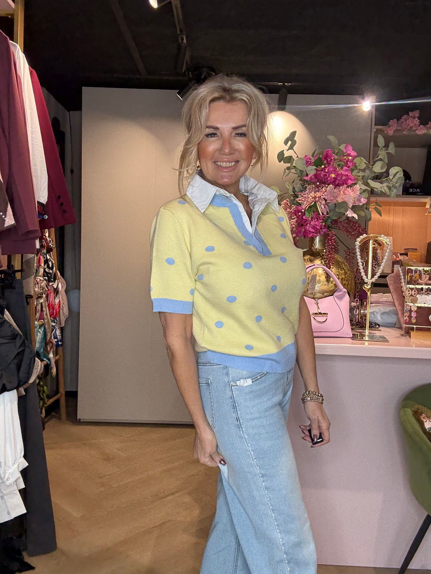 Polo Truitje Polka Dot Geel