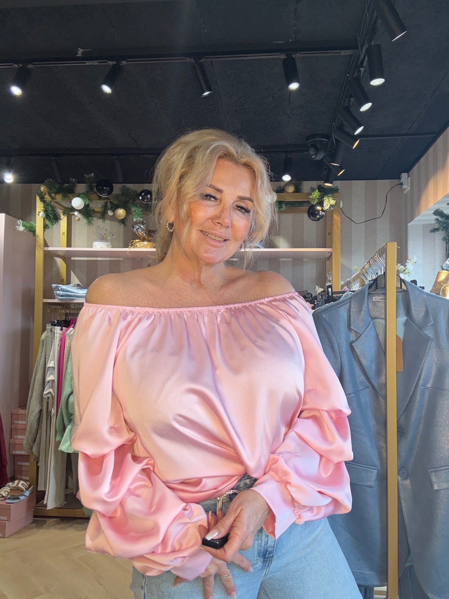 Blouse Fleur met gesmokte mouw Rose